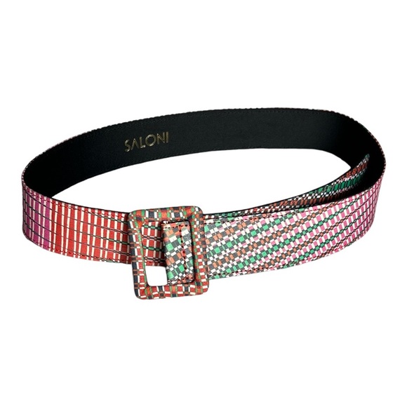 SALONI Accessories - Saloni Silk & Leather multicolored Belt Size 8